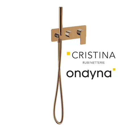 Façade douche/bain douche 2 sorties or rose brosse - CRISTINA ONDYNA BA60234P
