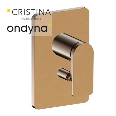 Façade douche encastree mitigeur 2 sorties or rose brosse - CRISTINA ONDYNA BA68934P