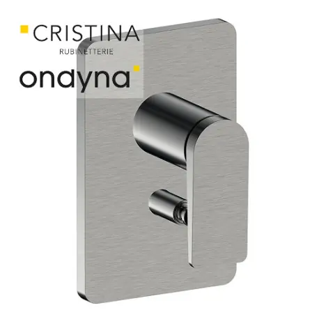 Façade douche encastree mitigeur 2 sorties metal brosse - CRISTINA ONDYNA BA68977