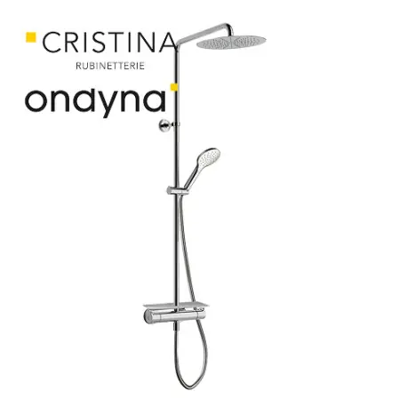 Colonne de douche porte savon + pomme ronde omega chromé - CRISTINA ONDYNA OG48751