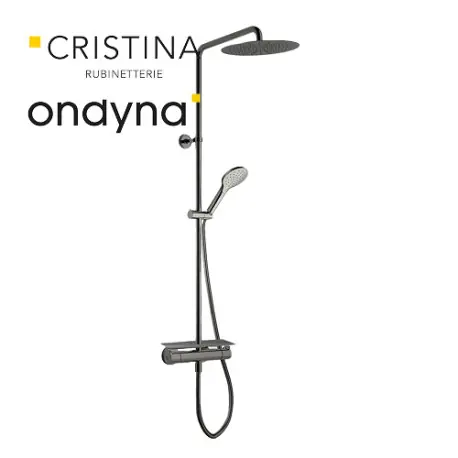 Colonne de douche porte savon omega chromé noir brossé - CRISTINA ONDYNA OG48775