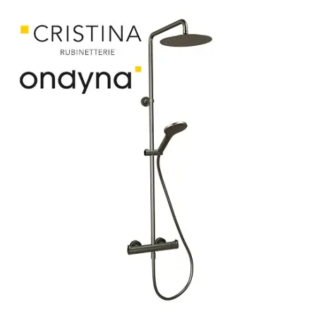 Colonne de douche thermo pomme rond 25 chrome noir brosse - CRISTINA ONDYNA OG48875