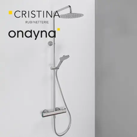 Colonne de douche thermostatique pomme rond 25 metal brosse - CRISTINA ONDYNA OG48877