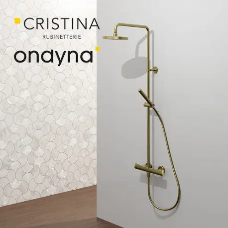 Colonne de douche thermo pomme rond 25 vieux bronze mat - CRISTINA ONDYNA OG48893