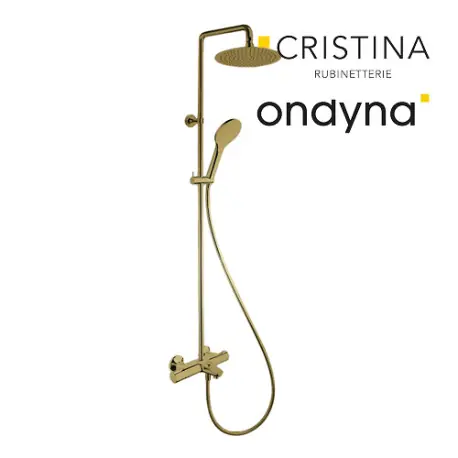 Colonne bain douche theta pomme sandwich 25 Or Brossé - CRISTINA ONDYNA TE18096P