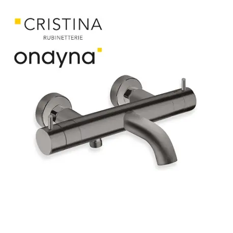 Bain douche thermostatique chrome noir brosse - CRISTINA ONDYNA TV15775