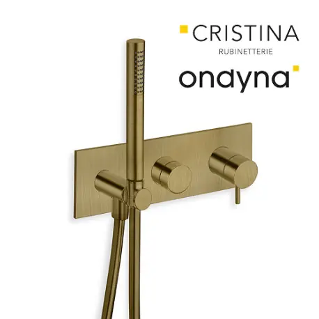 Façade externe triverde douche murale 2 sorties vieux bronze mat - CRISTINA ONDYNA TV60293