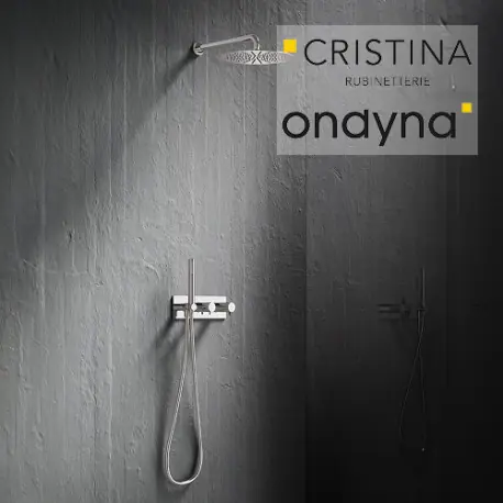 Façade douche thermostatique 3 sorties chrome - CRISTINA ONDYNA TV70351