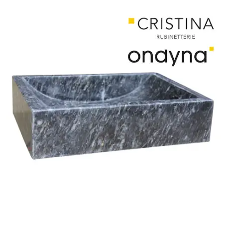 Vasque en pierre rectangulaire 110/45/10 cm noir marbré - CRISTINA ONDYNA UC3111007