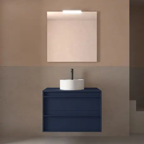 Meuble salle de bains 80cm 2 tiroirs Blue Satin ATTILA - SALGAR 104956