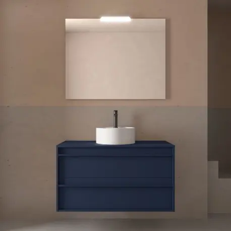 Meuble salle de bains 100cm 2 tiroirs Blue Satin ATTILA - SALGAR 104966