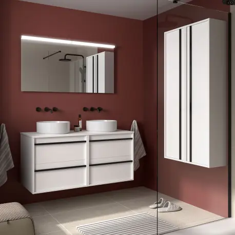Meuble salle de bains 120cm 4 tiroirs White Satin ATTILA - SALGAR 104972