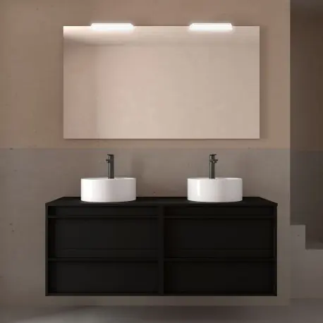 Meuble salle de bains 140cm 4 tiroirs Black Satin ATTILA - SALGAR 104981
