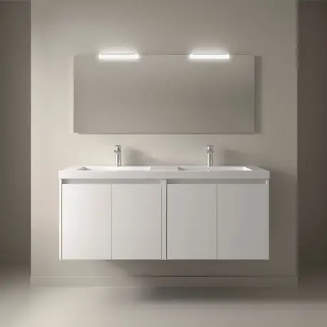 Meuble salle de bains 140cm 4 portes White Satin NOJA - SALGAR 105096