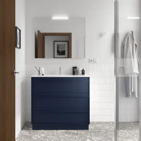 Meuble salle de bains 100cm 3 tiroirs Blue Satin ATTILA - SALGAR 105222