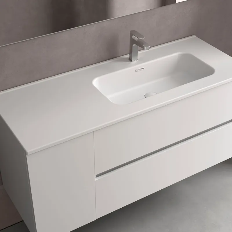 Lavabo Constanza 1200I Sans Siphon Et Bonde Clic-Clac, Pour Meuble 900 Blanc Mat 1210 X 20 X 460 Mm - SALGAR 113787