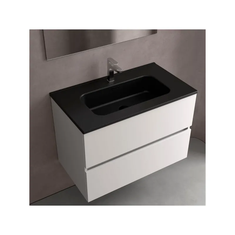 Lavabo Constanza 1000 Sans Siphon Et Bonde Clic-Clac Noir Mat 1010 X 20 X 460 Mm - SALGAR 113791