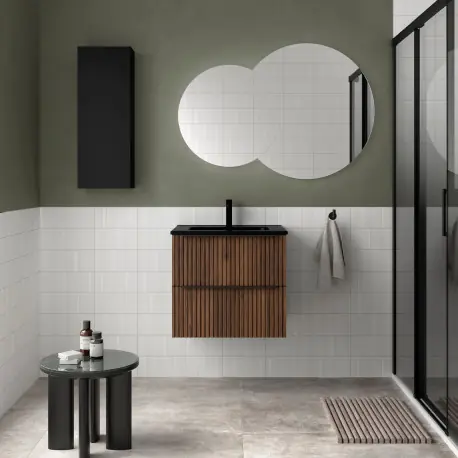 Meuble Salle De Bain Biba 600 2 Tiroirs Noyer Maya 598 X 540 X 450 Mm - SALGAR 113822