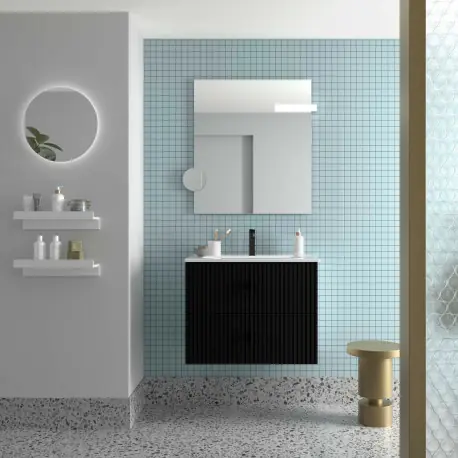 Meuble Salle De Bain Biba 700 2 Tiroirs Black Velvet 698 X 540 X 450 Mm - SALGAR 113831