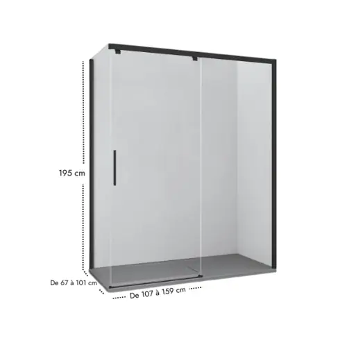 Douche d‘angle coulissante noir mat sur mesure
