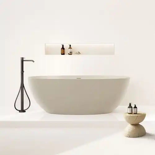 Baignoire îlot Dune 160 cm solid surface beige mat