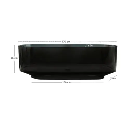 Baignoire transparente noire Antoni 170 cm