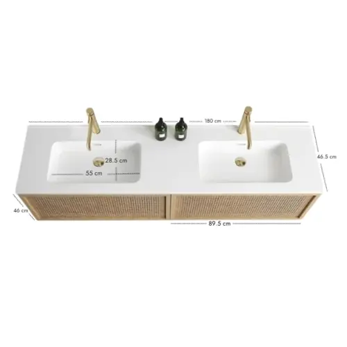 Meuble cannelage Raphia 180 cm vasque
