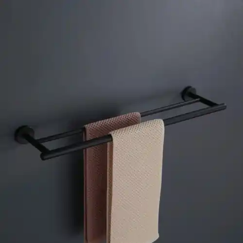 Double porte-serviettes noir mat