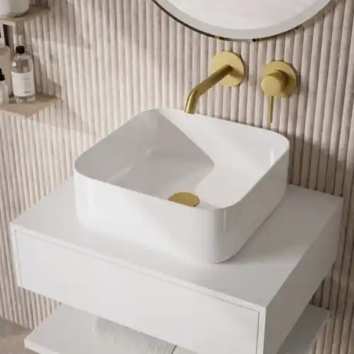 Vasque blanc brillant Cube 37,5 cm