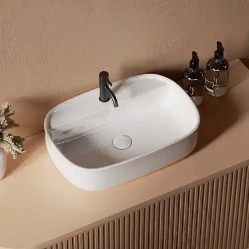 Vasque à poser sabot avec plage de robinet 55 cm