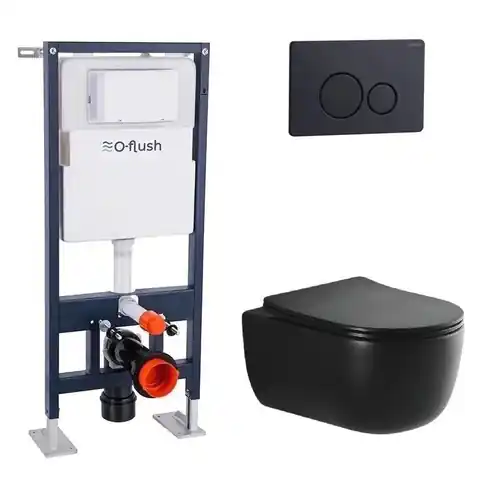 Pack WC suspendu O-Flush Voga noir mat