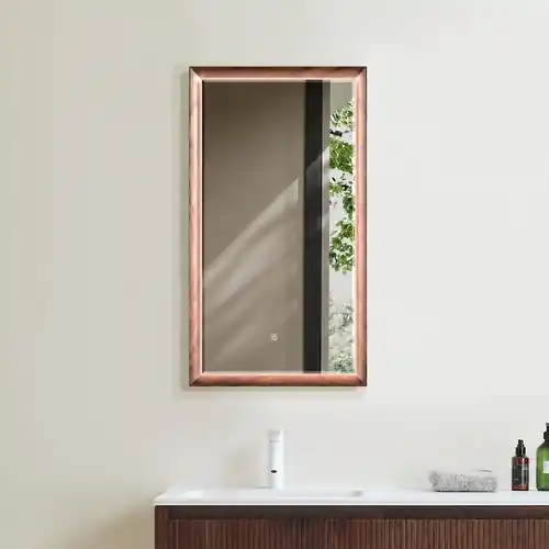 Miroir rétroéclairé bois noyer Tosca