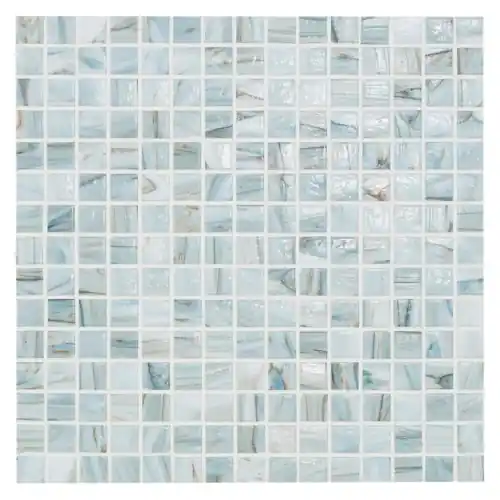 Carrelage mosaïque pâte de verre bleu pâle doré