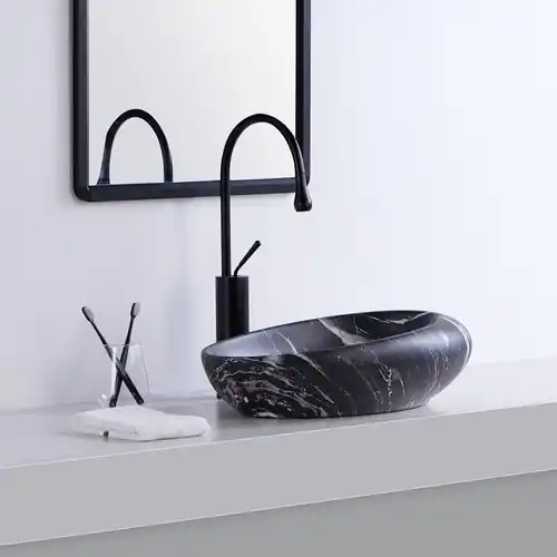 Vasque à poser effet marbre noir Marbella 49 cm