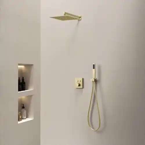 Kit douche thermostatique Push mural carré