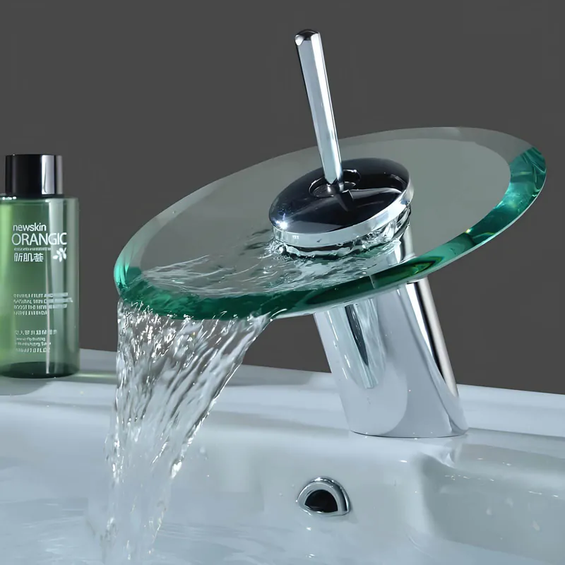 Robinet cascade rond en verre