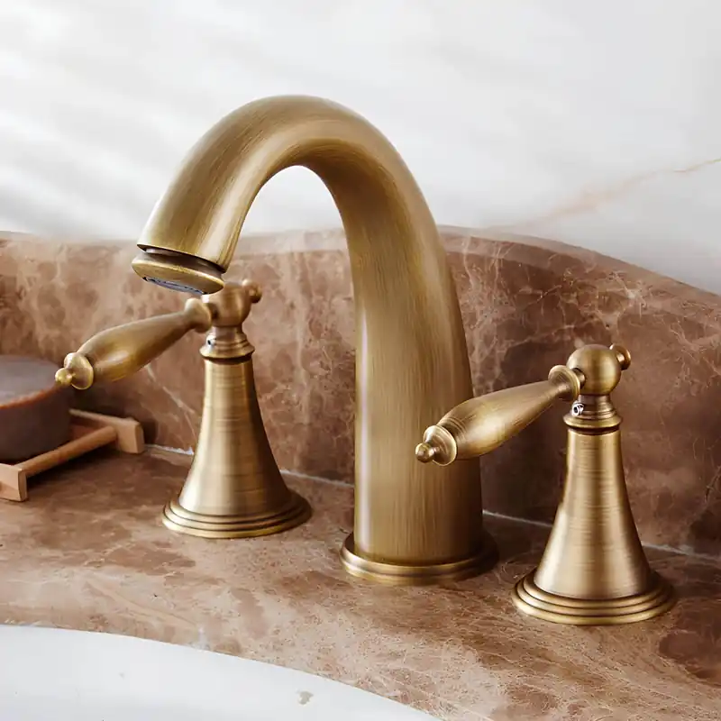Robinet de lavabo classique 3 trous – bronze antique