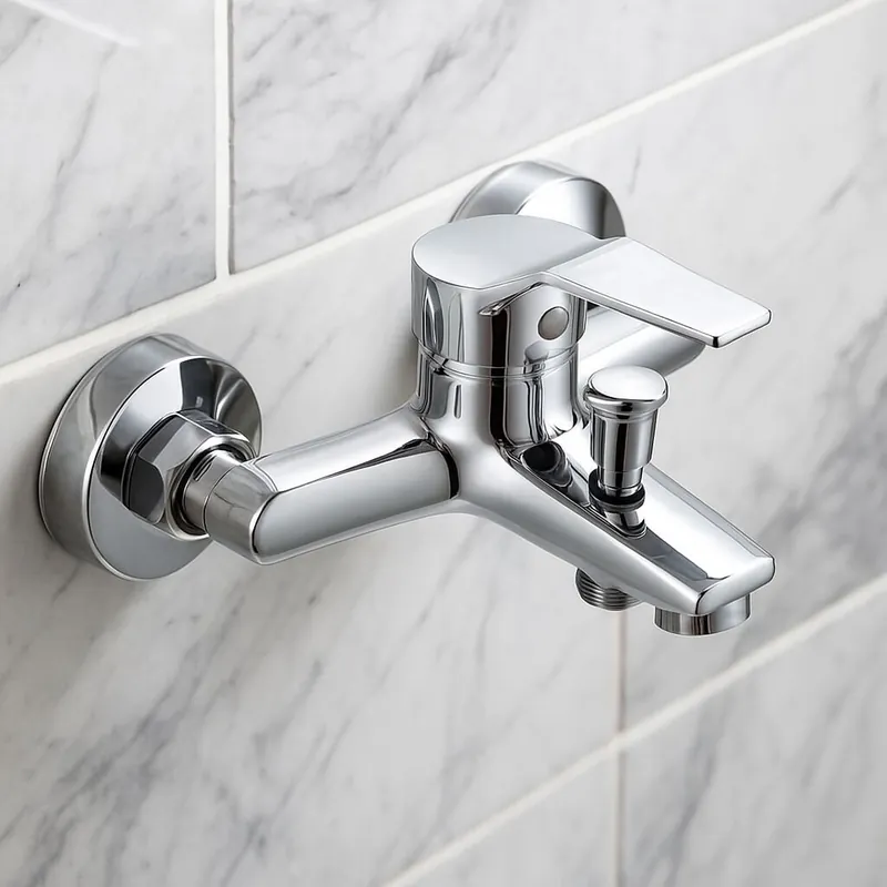 Robinet mitigeur mural avec bouton-poussoir