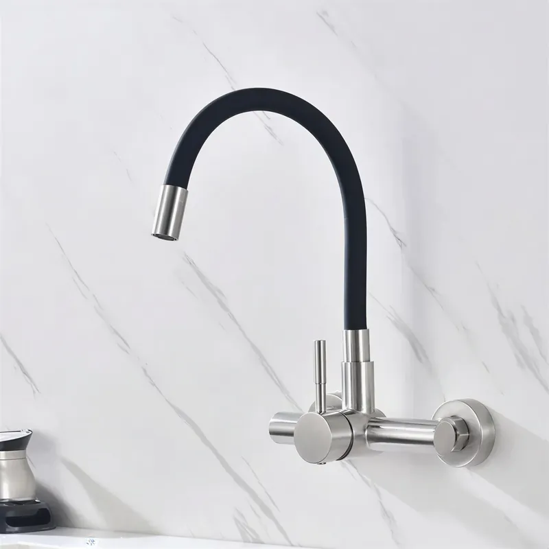 Robinet mural cuisine – mitigeur pliable avec bec orientable 360°