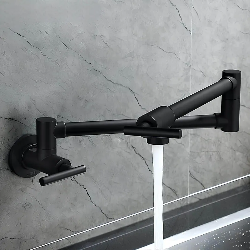 Robinet mural pliable en laiton – eau froide seulement, bec rotatif pour cuisine