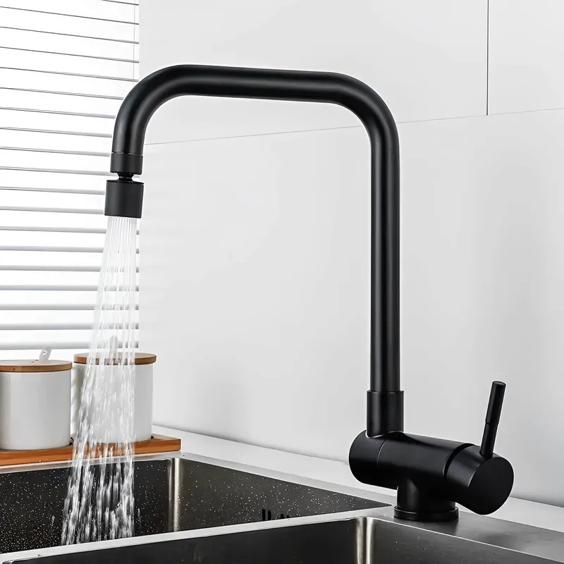 Robinet douchette pour évier inox pliable à double rotation