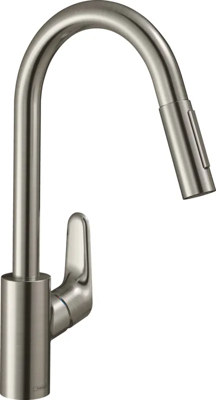Focus M41 Mitigeur d‘évier 240 avec douchette extractible, 2 jets, Inox brossé (31815800)