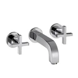 Set de finition pour mélangeur lavabo mural 3 trous, bonde à écoulement libre (39143000)