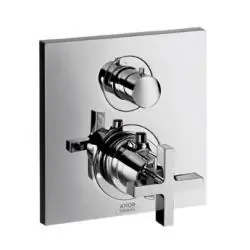 Set de finition pour mitigeur thermostatique encastré avec robinet d‘arrêt/inverseur poignée croisillon (39725000)
