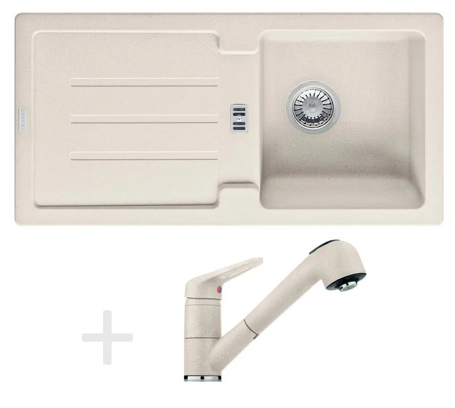 Kit de cuisine G28, Évier en granit STG 614, vanille + Mitigeur FG 9547.073, vanille (114.0283.270)