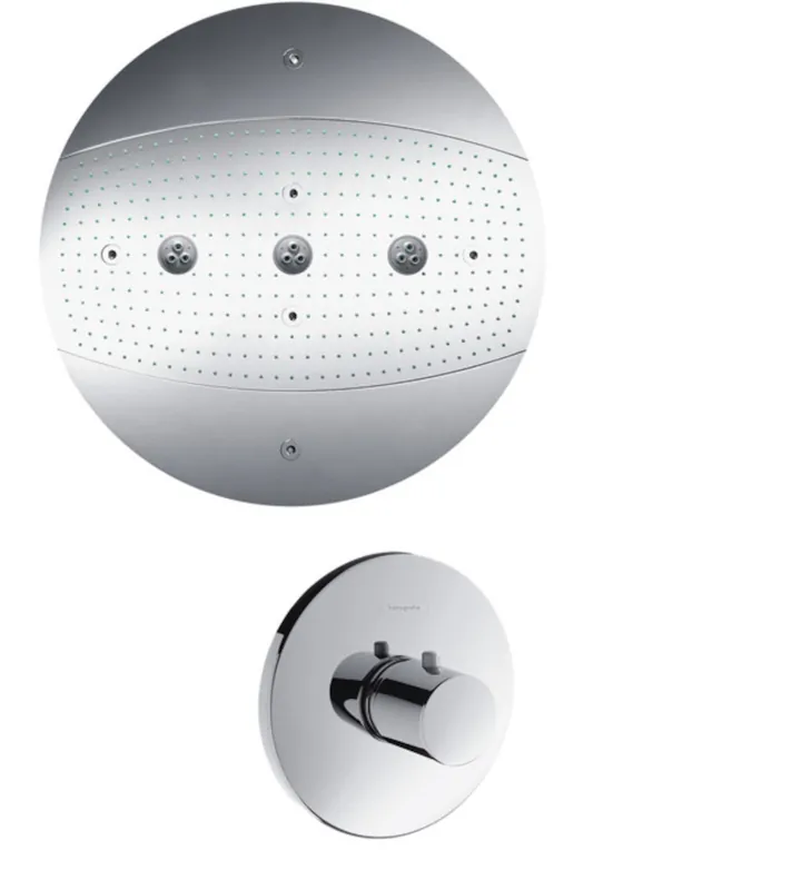 Raindance Rainmaker Douche de tête 3 jets Ø 600 mm + Mitigeur thermostatique de douche, Chrome (28403000)