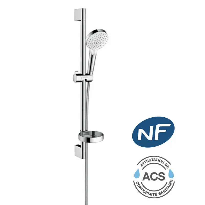 Crometta Set de douche Vario avec douchette 2 jets, barre Unica‘Croma 65 cm et porte-savon (26553400)