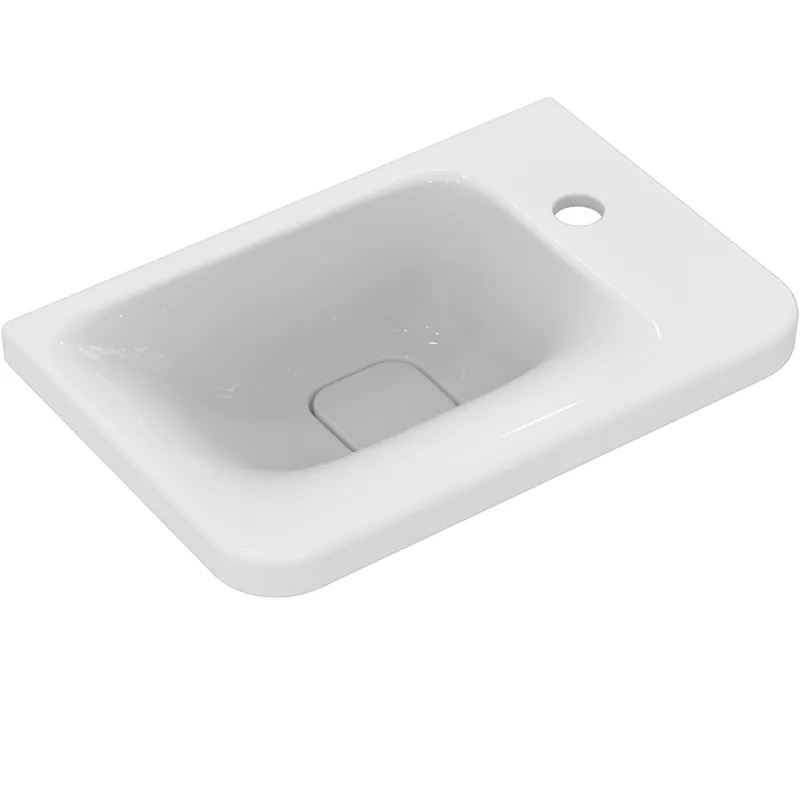 TONIC II Lave-mains asymétrique 45 x 31 cm, trop-plein caché, 1 trou à droite. Blanc IdealPlus (K0876MA)