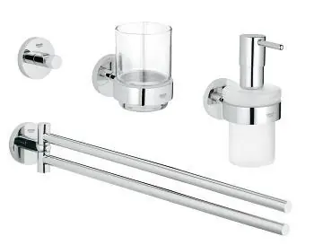 Set de salle bain 4 en 1 Essentials, Chromé (40846001)