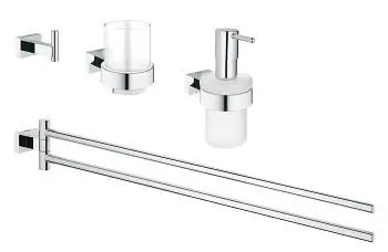 Essentials Cube accessoires salle de bain 4 en 1, Chrome (40847001)
